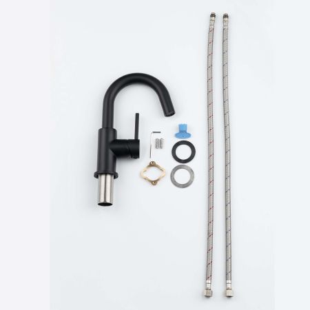 Смеситель для раковины, без донного клапана AQUATEK, матовый черный AQ1307MB ЕВРОПА, артикул AQ1307MB