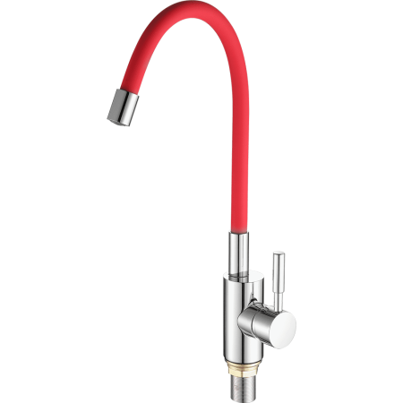 Смеситель для кухни с гибким изливом FASHUN A4053+B06, хром/красный, артикул A4053+B06