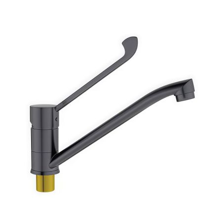 Смеситель для кухни с хирургической ручкой BELZ B70019-3, оружейная сталь, артикул B70019-3