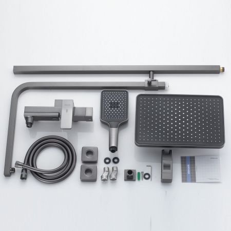 Душевая система Shevanik S4636T, оружейная сталь, артикул S4636T