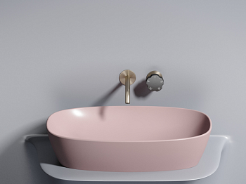 Умывальник чаша накладная овальная (цвет Розовый Матовый) Элемент (Element) 610x385x140мм