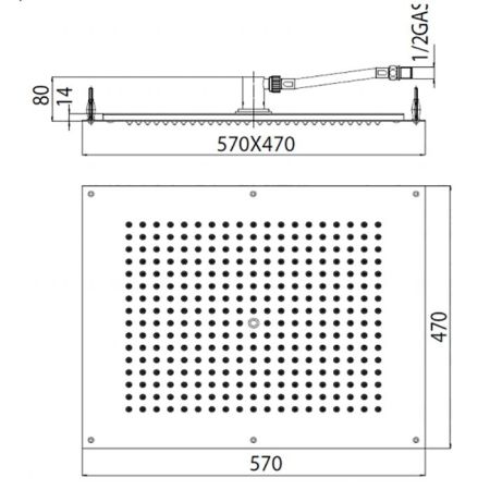 BOSSINI DREAM-RECTANGULAR  Верхний душ 570 x 470 mm, цвет: хром