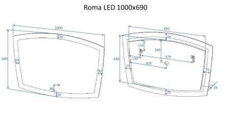 Зеркало с подсветкой ART&MAX ROMA AM-Rom-1000-700-DS-F, артикул AM-Rom-1000-700-DS-F