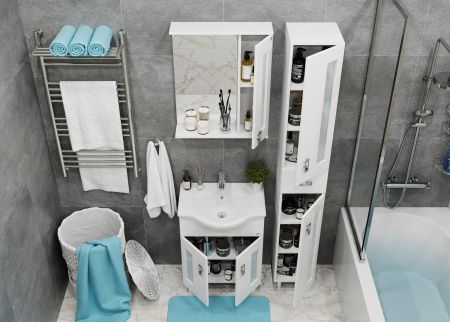 Тумба Onika Кристалл 65 напольная, белая (ум. Байкал 65), артикул 106545