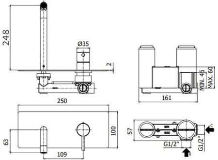 Смеситель для раковины Paffoni Light LIG106NO (с внутренней частью) черный матовый, артикул LIG106NO
