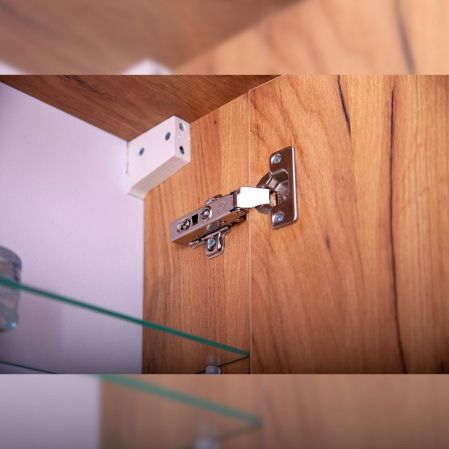 Зеркальный шкаф Бриклаер Форест 40 с подсветкой Антрацит со вставкой Пенёк