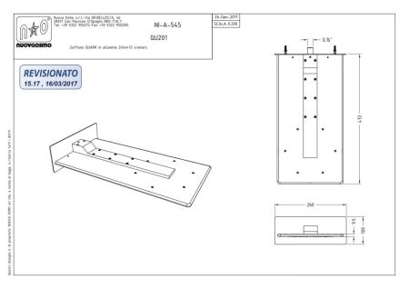 Graffio Quark, консольная душевая головка 45x20 см, 1 режим: дождь, цвет хром