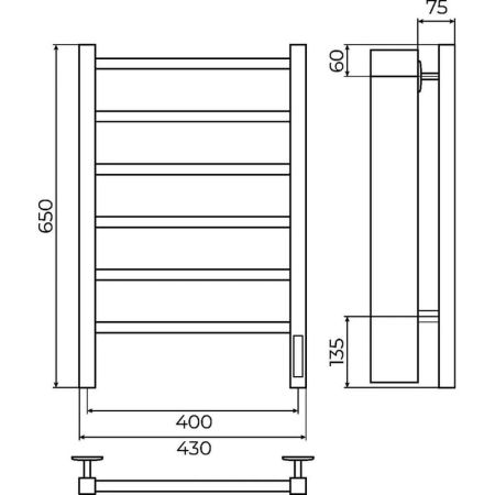 Полотенцесушитель электрический Terminus Ватикан П6 40х65, артикул 4670078557148
