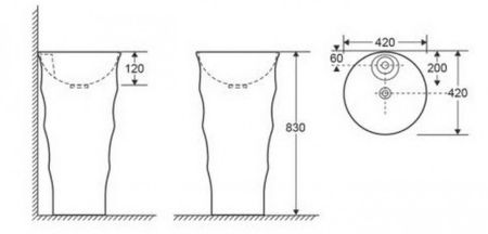 Умывальник CeramaLux G308, артикул 