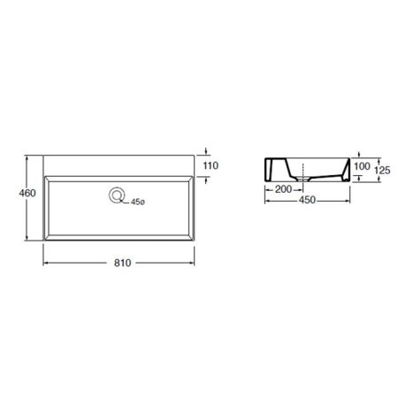 AZZURRA ELEGANCE Squared раковина подвесная/накладная 81х46см без отв. под смеситель , цвет белый