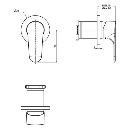 Fima Carlo Frattini Serie 22 Смеситель для душа, встраиваемый, цвет: чёрный матовый