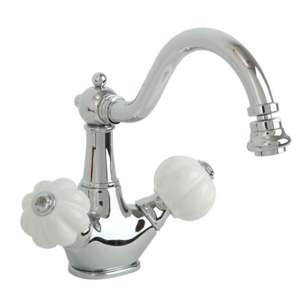 OLIVIA Смеситель для биде, донный клапан "click-clack", бел./хром, артикул 19003