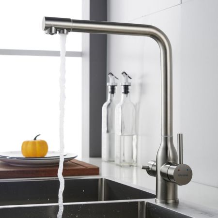 Смеситель для кухни с подключением фильтра Shevanik S248L, сатин