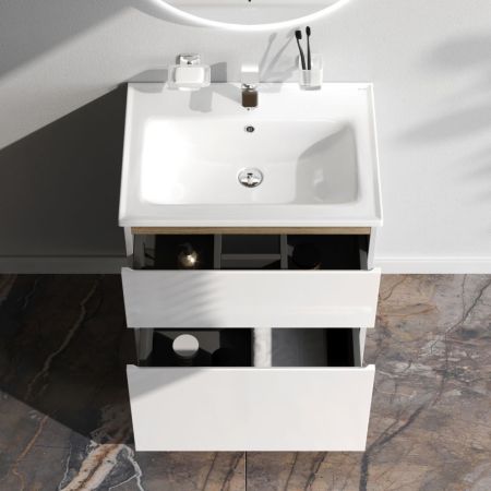 M85AFSX0652WG X-Joy, База под раковину, напольная, 65 см, 2 ящика, белый глянец, артикул M85AFSX0652WG