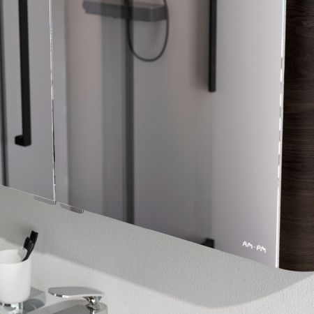 M30MCX1001TF Sensation, зеркало, зеркальный шкаф, 100 см, с подсветкой, табачный дуб, текстурированн