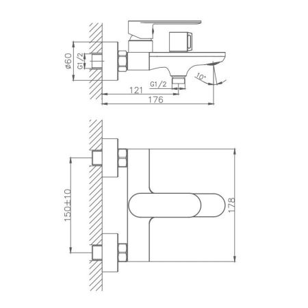 Смеситель для ванны Haiba HB60590, хром, артикул HB60590
