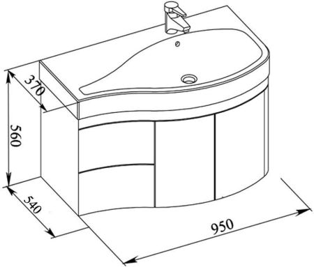 Раковина для тумбы Aquanet Сопрано 95 R