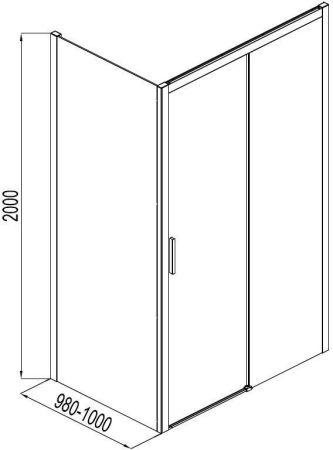 Боковая стенка Aquanet Pleasure AE60-F-100H200U-BT 100, прозрачное стекло, артикул AE60-F-100H200U-BT
