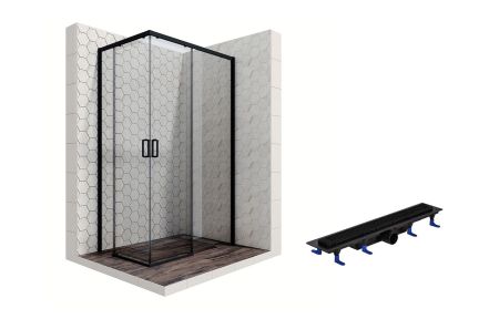 Душевой уголок Ambassador Queen Black 11011205R-ST6, прямоугольный, линейный трап, 120х80