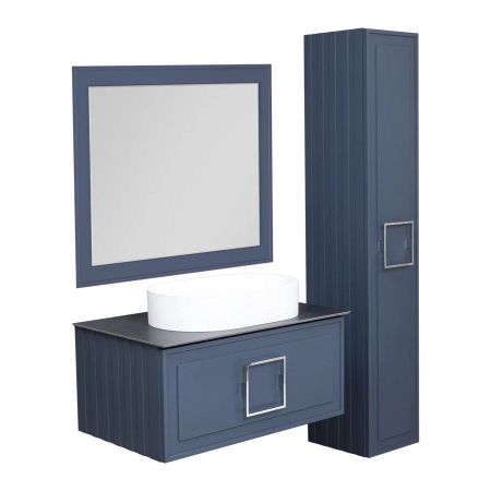 Зеркало с подсветкой La Fenice Cubo Blue Grigio 80х60, синее, артикул FNC-02-CUB-BG-80-60