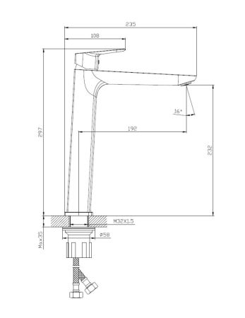 Смеситель для раковины высокий DQ Hamburg хром (DA1742001), артикул DA1742001
