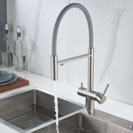 Смеситель для кухни с подключением фильтра Shevanik S178L, сатин