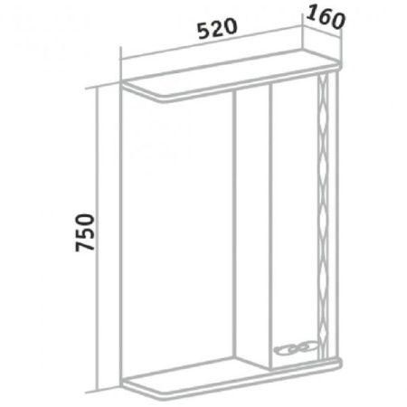 Зеркало со шкафом Runo Лотос 50 4620750026592 с подсветкой Белое