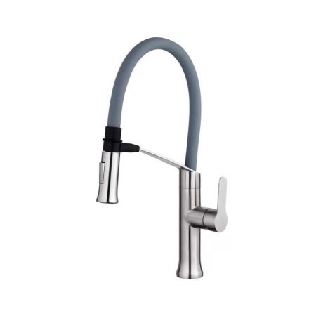 Смеситель для кухни с гибким изливом FASHUN A54501-12, сатин/серый, артикул A54501-12