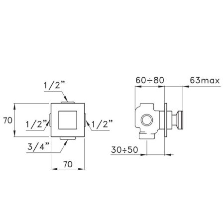 Stella Casanova Встраиваемый автоматический переключатель для ванны/душа 0/150A, цвет: хром, артикул CS 01203 CR00
