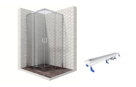 Душевой уголок Ambassador Queen 11011105-ST2, квадратный, линейный трап, 100х100, артикул 11011105-ST2