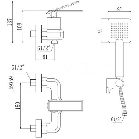 Смеситель для душа Savol S-600107T, хром