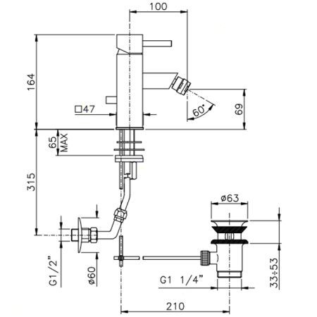 Nicolazzi Antelao Смеситель для раковины, на 1 отв, излив: 100 мм, цвет: хром, артикул 3803CR