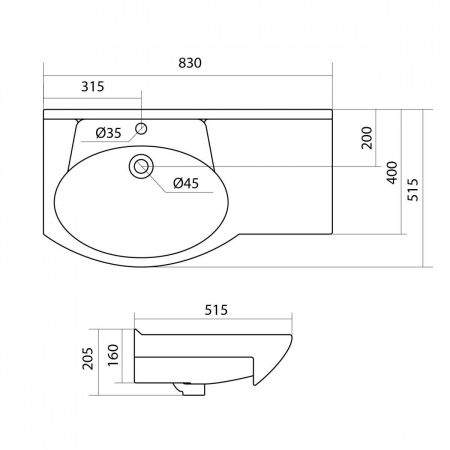 Раковина мебельная SANTEK КОРАЛЛ 1WH110228 (к тумбе, (83*51,5), белый), шт, артикул 1WH110228