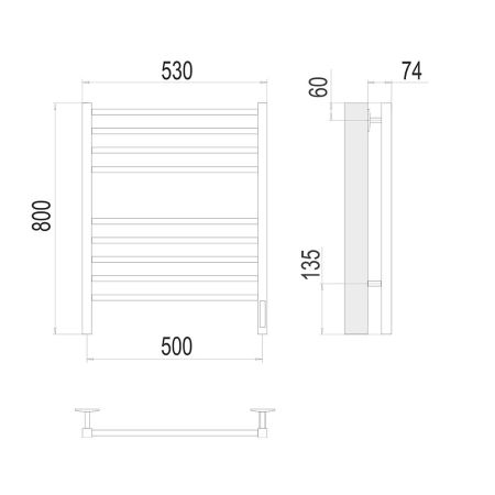Полотенцесушитель электрический Terminus Сицилия П8 50х80 КС 905, черный, артикул 4670078527646