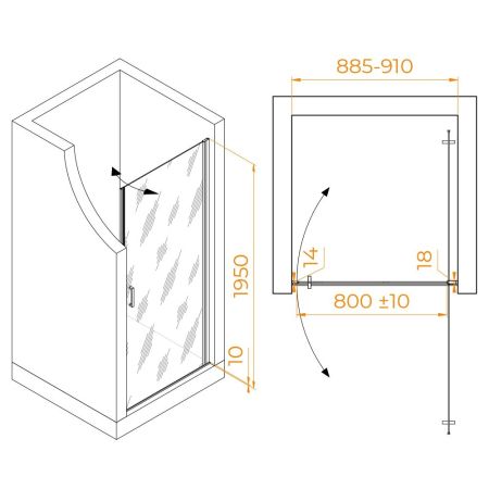 Душевая дверь RGW LE-003 (Матовое-Сатинат, 900)