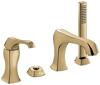 Emmevi Ares, комплект смесителя на борт ванны на 4 отверстия (излив 19,2 см), с набором для душа, цвет бронза
