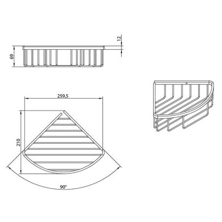 Bongio Полочка угловая, 300х210x70 мм, цвет золото 24к., артикул 30011OR00
