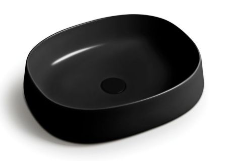 White Ceramic Jumper, накладная прямоугольная раковина 50x40x13h см, цвет черный матовый, артикул W071705