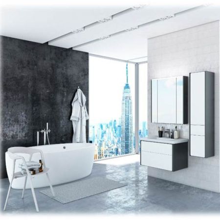 Зеркальный шкаф Roca Ronda 80 ZRU9302970 с подсветкой Белый глянец Антрацит, артикул ZRU9302970