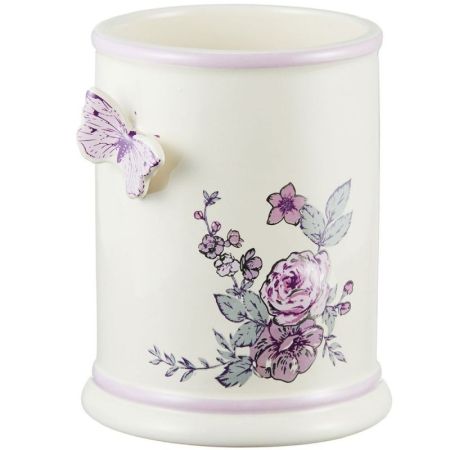 Стакан для зубных щеток Fora Butterfly FOR-BF044 Белый с декором