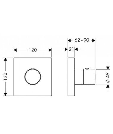 AX ShowerCollection Встраиваемый термостат для душа, 1 потреб, (внешняя часть), цвет: хром, артикул 10755000
