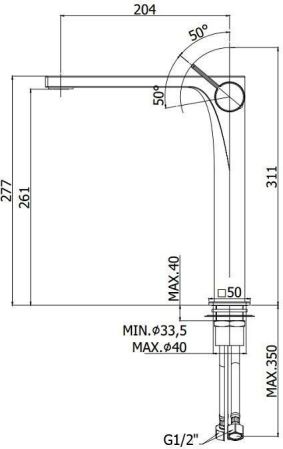 Смеситель для раковины Paffoni Rock RO081ST, артикул RO081ST