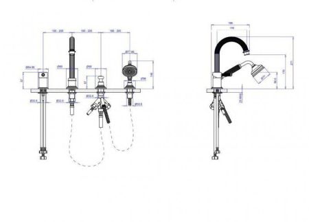 Смеситель на борт ванны с ручным  душем CEZARES APHRODITE-BVDM, артикул APHRODITE-BVDM-03/24-L