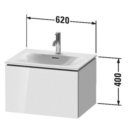 Duravit L-Cube Тумба подвесная под раковину # 234463, 1 выдвижное отделение, 400x620x481мм, цвет White High Gloss, артикул LC613502222