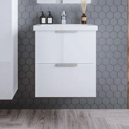 Тумба под раковину подвесная Бриклаер Хелена белый, 60 см, артикул 4627125416354