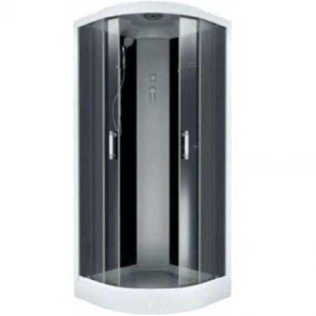 Душевая кабина Bas Альба 100х100 Eco стекло Графит задняя стенка Черная