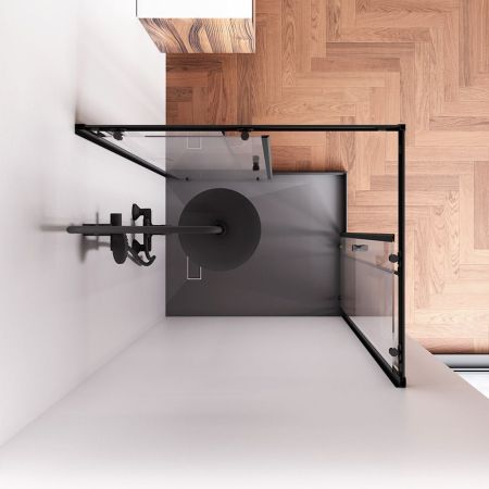 W87G-403-10080-BT Sunny душ огражд прямоугольн, раздвижн двери 100x80 черный,стекло прозрачн