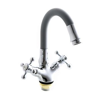 Смеситель для кухни с гибким изливом FASHUN A4419-B7267, хром/серый