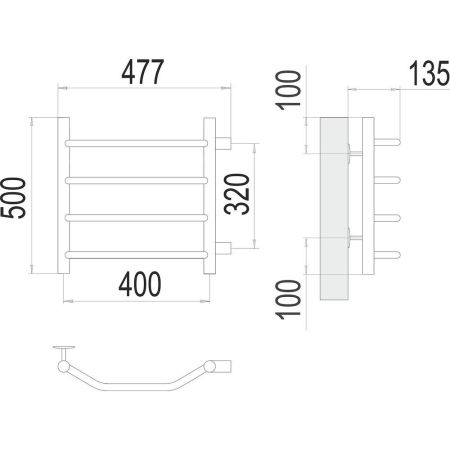 Полотенцесушитель водяной (боковое подключение) Terminus Виктория П4 40х50, артикул 4670078530042