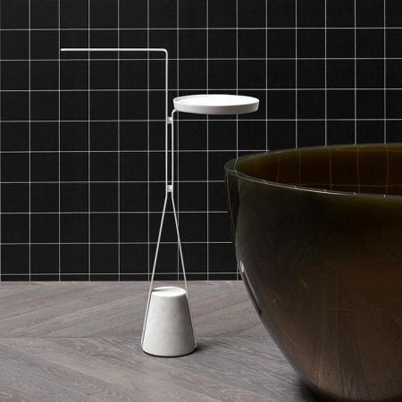 ANTONIO LUPI HALO Полотенцедержатель напольный 800х240х550 мм., база из мрамора Carrara satinato, структура Bianco opaco, артикул HALO4B.5.bianco opaco